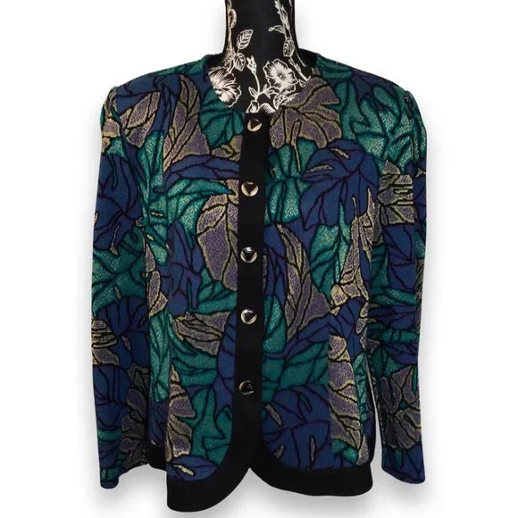 Vintage Pablo Collection Crew Neck Buttoned Sweater Women 14 Green - Picture 2 of 8